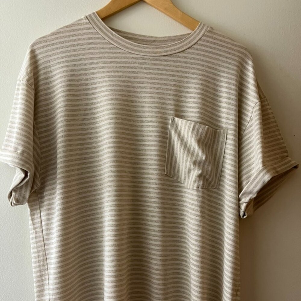 Momoni Oversized Short-sleeve XS Off-White T-Shirt Stripes Made in Italy NWOT